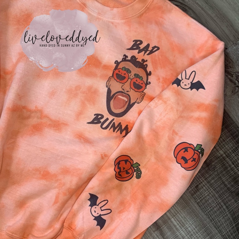 Hand Dyed Bad Bunny Halloween Sweatshirt
